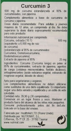 Tablets Health Aid Curcumin