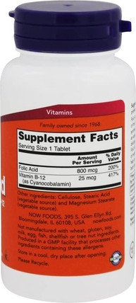 Tablets Now Foods Folic Acid with Vitamin B-12