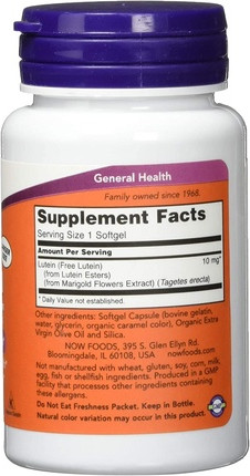 Vitamin Serum Now Foods Lutein Esters