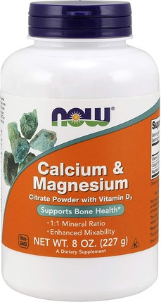 Powder Now Foods Calcium & Magnesium Citrate Pulver mit Vitamin D3