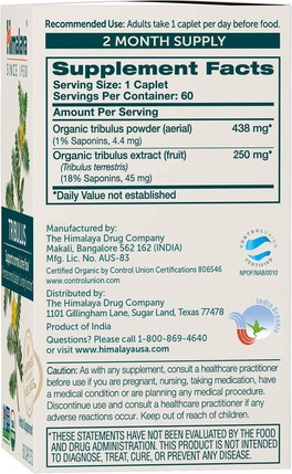 Himalaya Bio Tribulus für Harnunterstützung, Ausdauer und männliche Energie