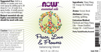 Essential Oil Balancing Blend Now Foods Peace Love and Flowers