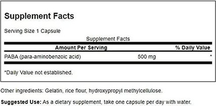 Capsules Swanson PABA Powerful B Complex Supporting Red Blood Cell Formation