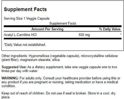 Amino Acid Supplement Swanson Acetyl-L-Carnitine Promoting Cognitive Health & Muscle Support