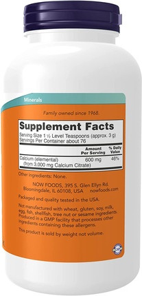 Powder Now Foods NOW Supplements Calcium Citrate Powder