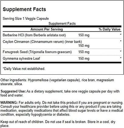 Vitamin Supplement Swanson Berberine Complex with Cinnamon Gymnema & Fenugreek
