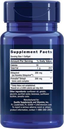 Vitamin Serum Life Extension Super Ubiquinol CoQ10 mit Shilajit