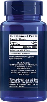 Life Extension Super Alpha-Liponsäure Kapseln mit Biotin