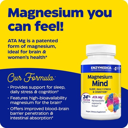 Mineral Enzymedica Magnesium Mind mit ATA Mg für schnellere Aufnahme