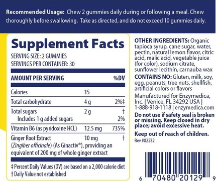 Enzymedica Occasional Nausea Relief Gummies