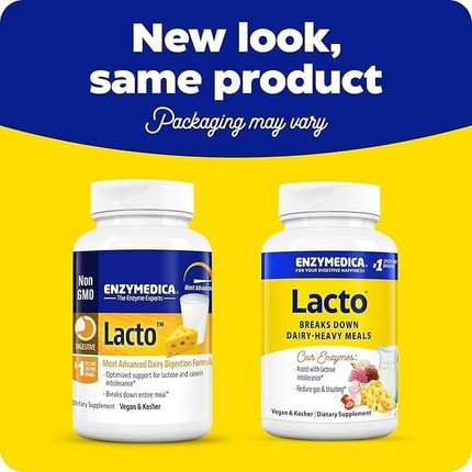 Verdauungsenzyme Enzymedica Lacto Maximum Strength Formel bei Laktoseintoleranz