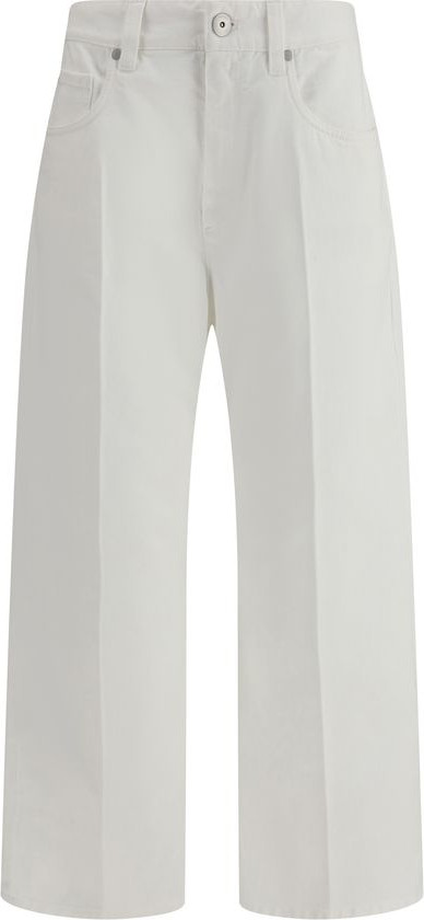 Белые хлопковые укороченные джинсы Brunello Cucinelli