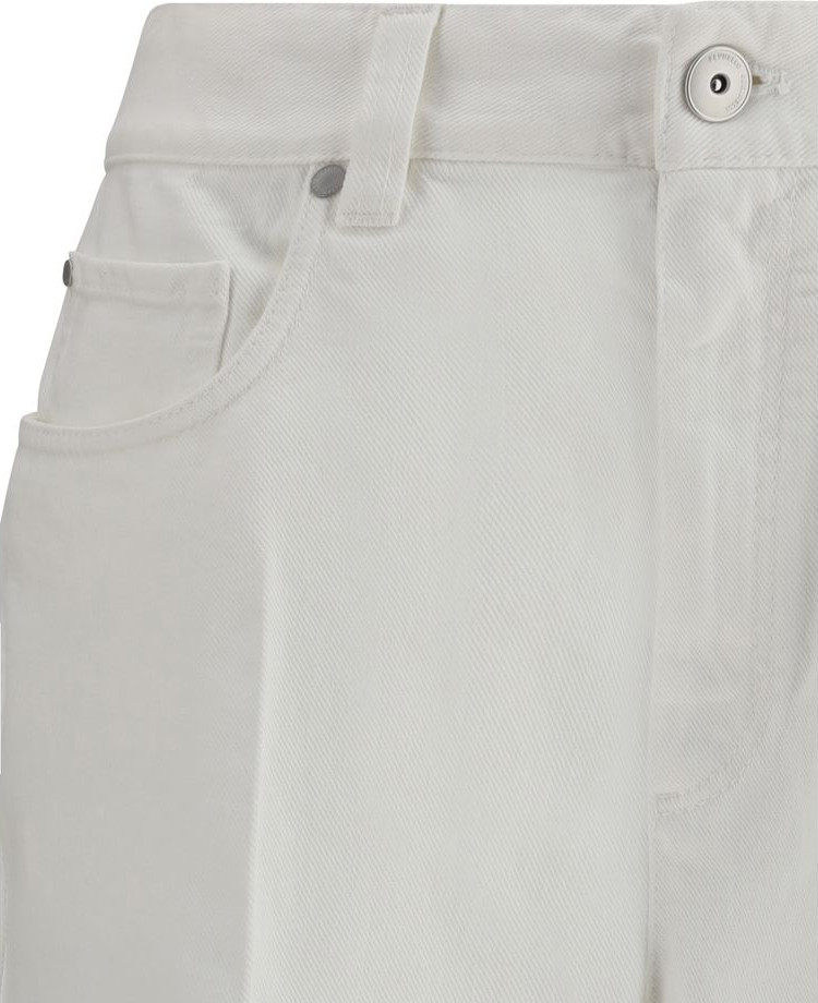 Белые хлопковые укороченные джинсы Brunello Cucinelli