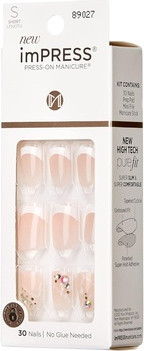 Artificial Nails Impress Kiss Impress Press-On Manicure My Worth Short Square French