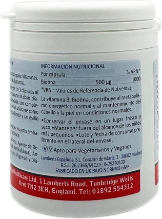 Lamberts Biotin 500ug Hochdosiertes Vitamin B7 Nahrungsergänzungsmittel