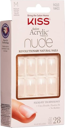 Artificial Nails Kiss The Sky KISS Salon Acrylic French Nude Collection Cashmere Medium Length Fake Nails