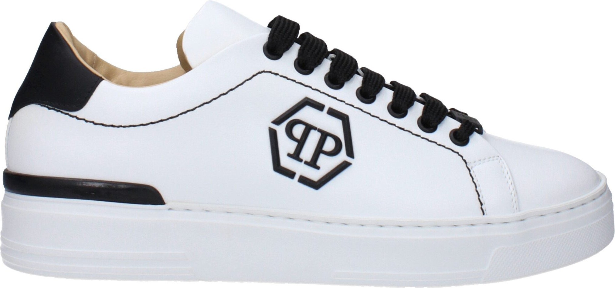 Белые низкие кожаные кроссовки Philipp Plein