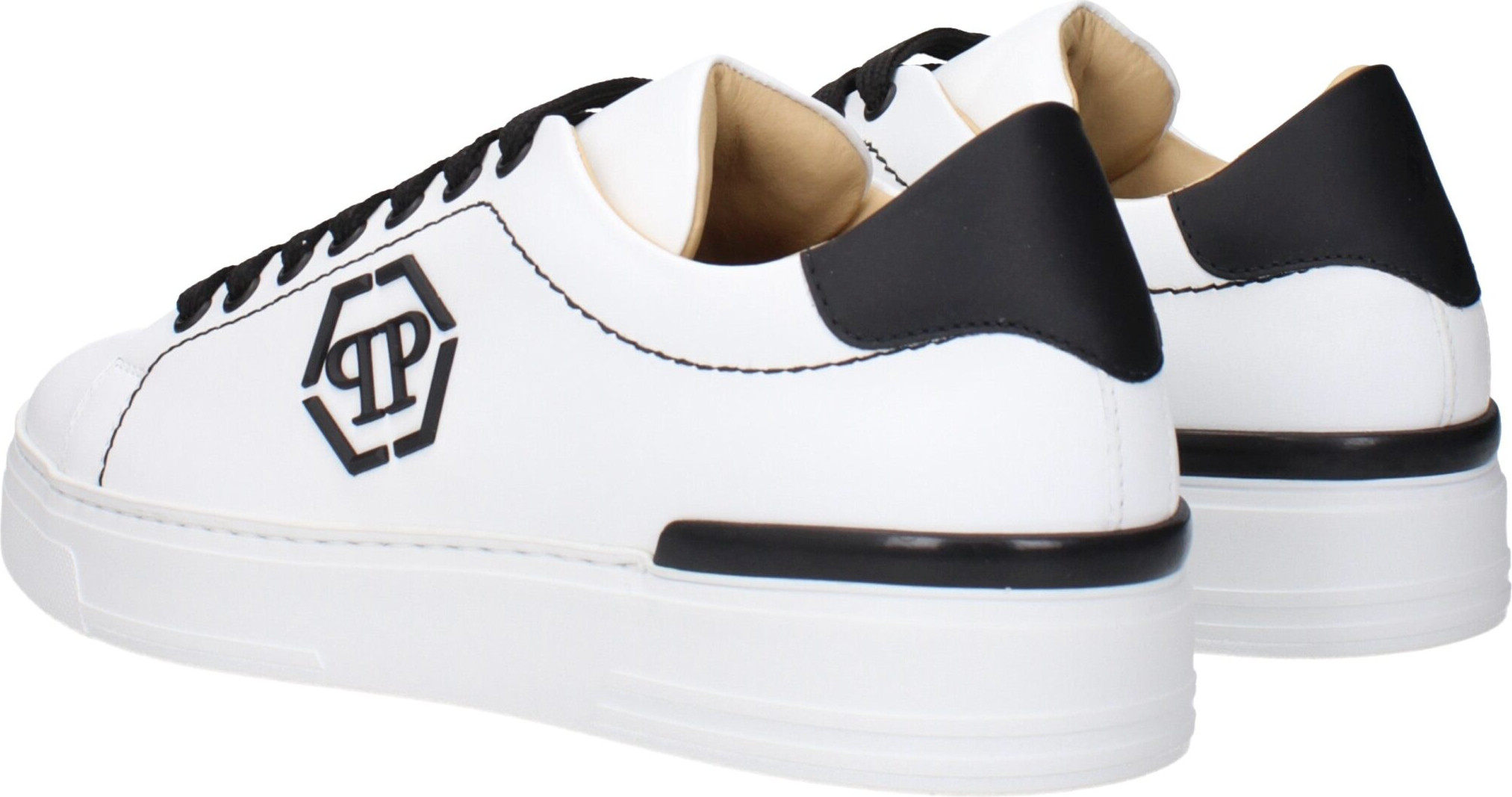 Белые низкие кожаные кроссовки Philipp Plein