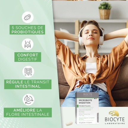 Biocyte Supplement Microbiote Digestion Probiotika für Darmflora 5 Stämme