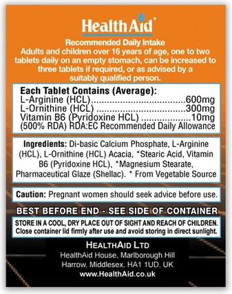 Tablets Health Aid L-Arginine with L-Ornithine
