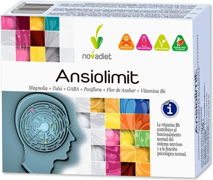 Capsules Novadiet Ansiolimit with Vitamin B6, Magnolia, Tulsi, GABA