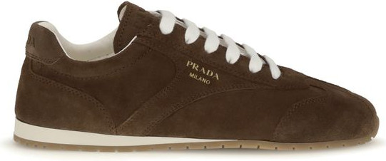 Brown Calf Leather Sneakers Prada
