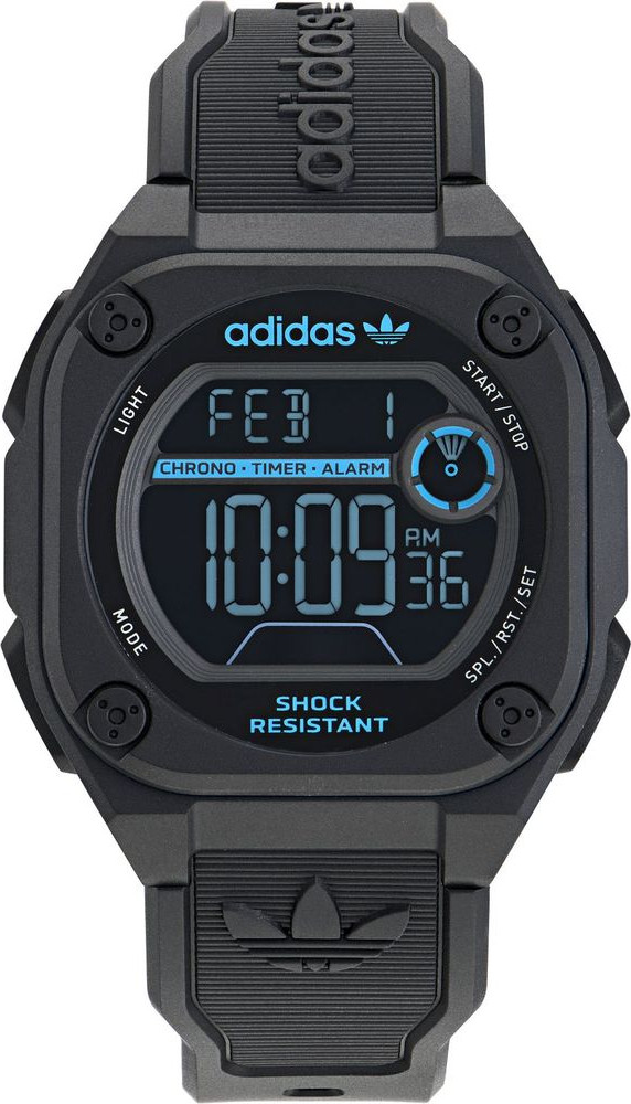 Серые синтетические цифровые часы Adidas