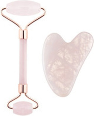 Gesichts-Massage-Set Palisade Palsar 7 Rosenquarz-Jade-Roller & Gua Sha Set