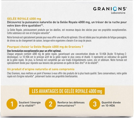 Food Supplement Granions Royal Jelly 4000mg Ultra-Dose