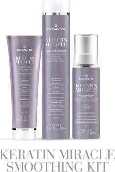 Haarpflege-Set Medavita Keratin Miracle Smoothing Kit Shampoo Mask Spray