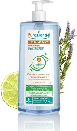 Antibacterial Gel Puressentiel Softening with Aloe Vera Bioalcohol Tea Tree Lemon and Lavandin