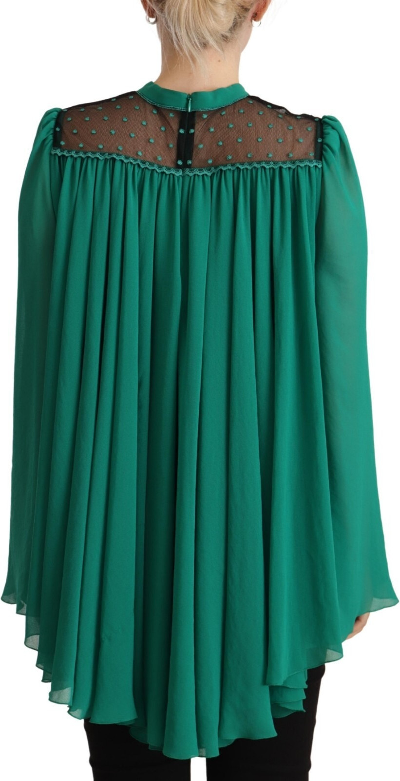 Bluse Philosophy Grün Spitze Polyester Langarm Rüschen Oberteil