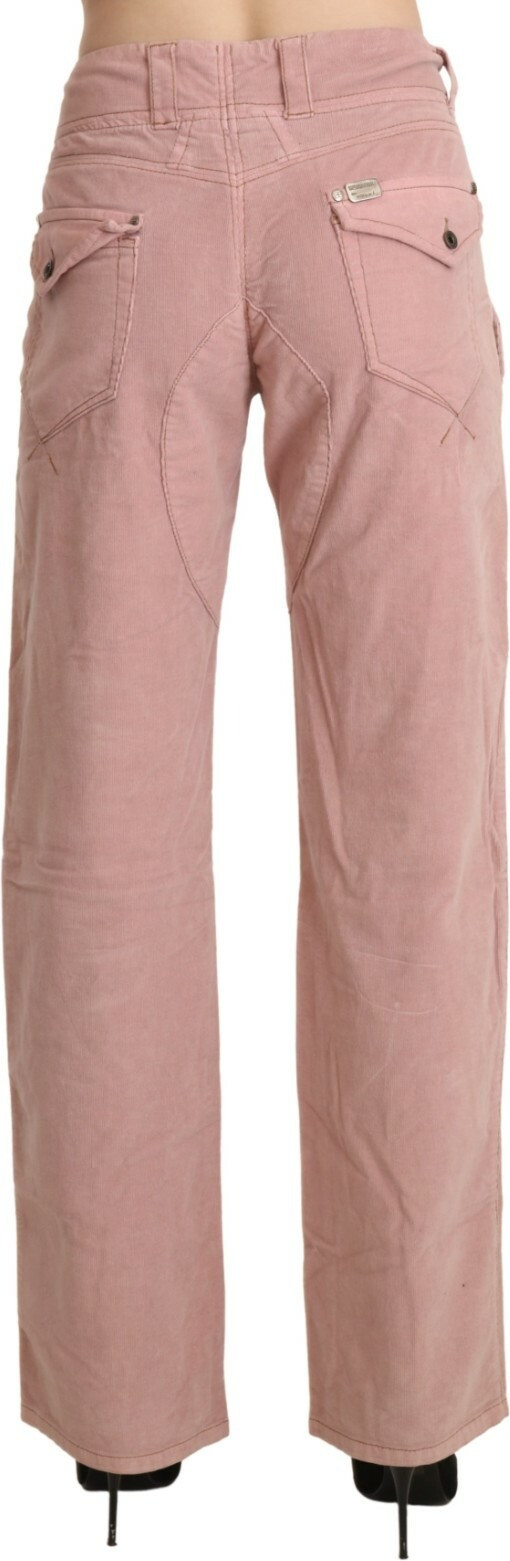 Pants Ermanno Scervino Cotton Pink High Waist Straight Trouser Pants