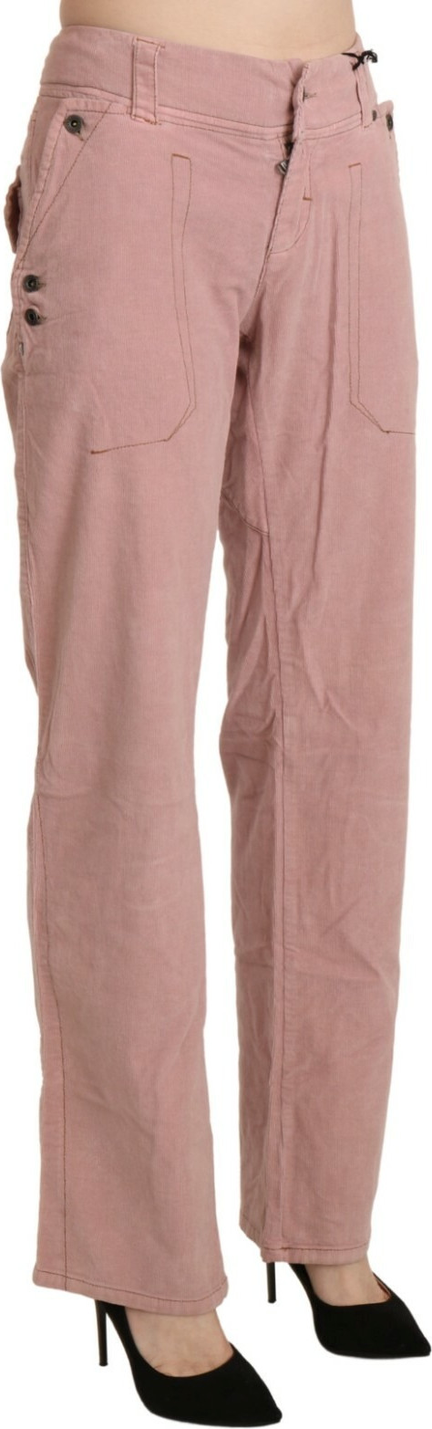 Pants Ermanno Scervino Cotton Pink High Waist Straight Trouser Pants