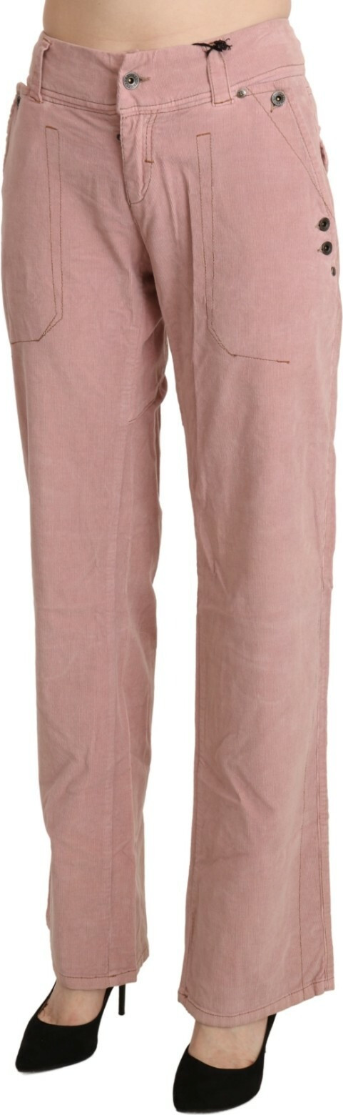 Pants Ermanno Scervino Cotton Pink High Waist Straight Trouser Pants