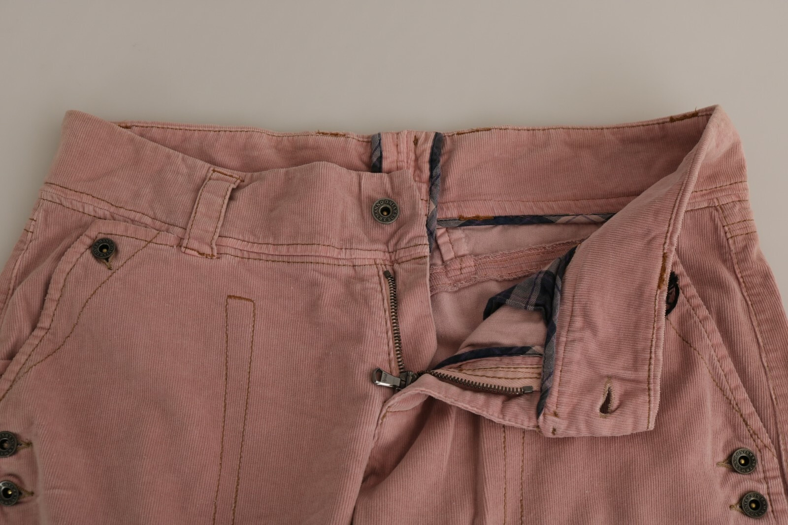 Pants Ermanno Scervino Cotton Pink High Waist Straight Trouser Pants