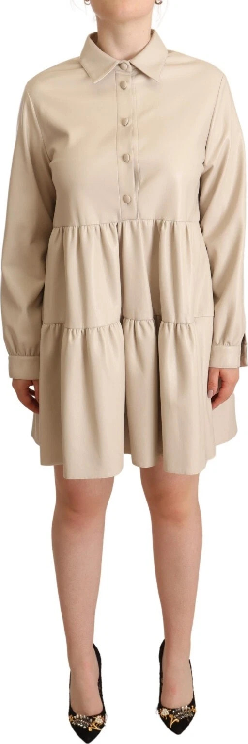 Leder Beige Mini-Kleid Pucca