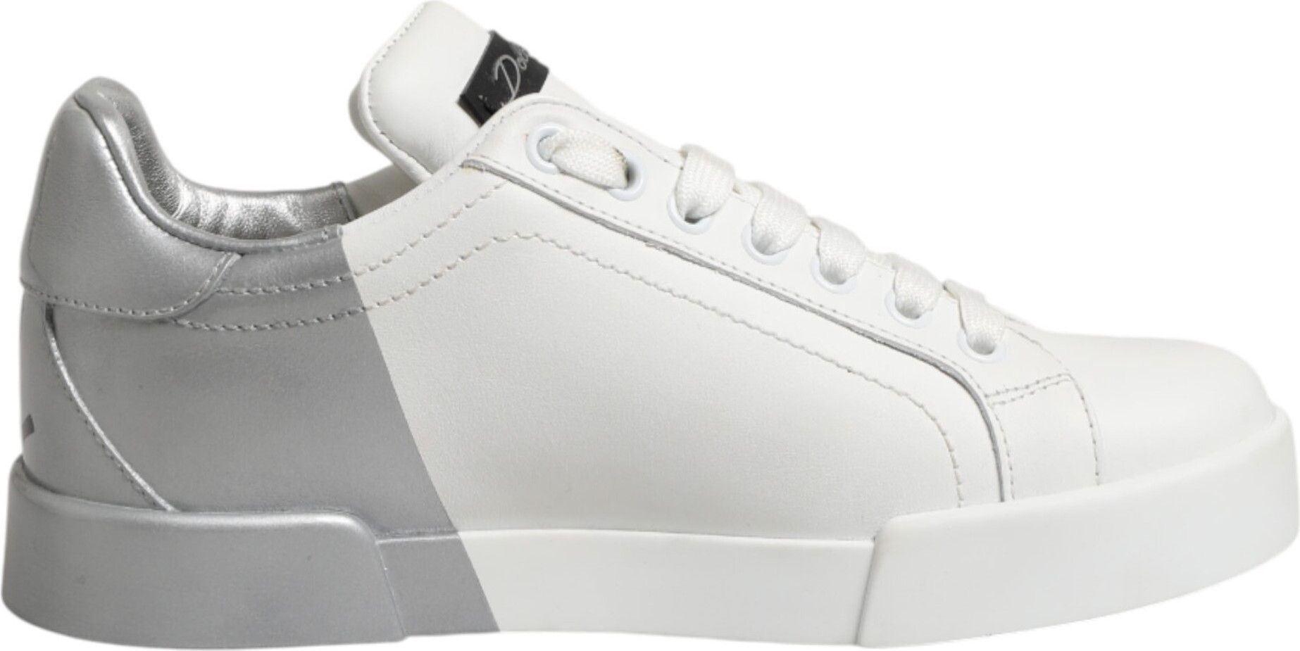 Weiße und graue Low-Top-Sneaker aus Leder von Dolce & Gabbana