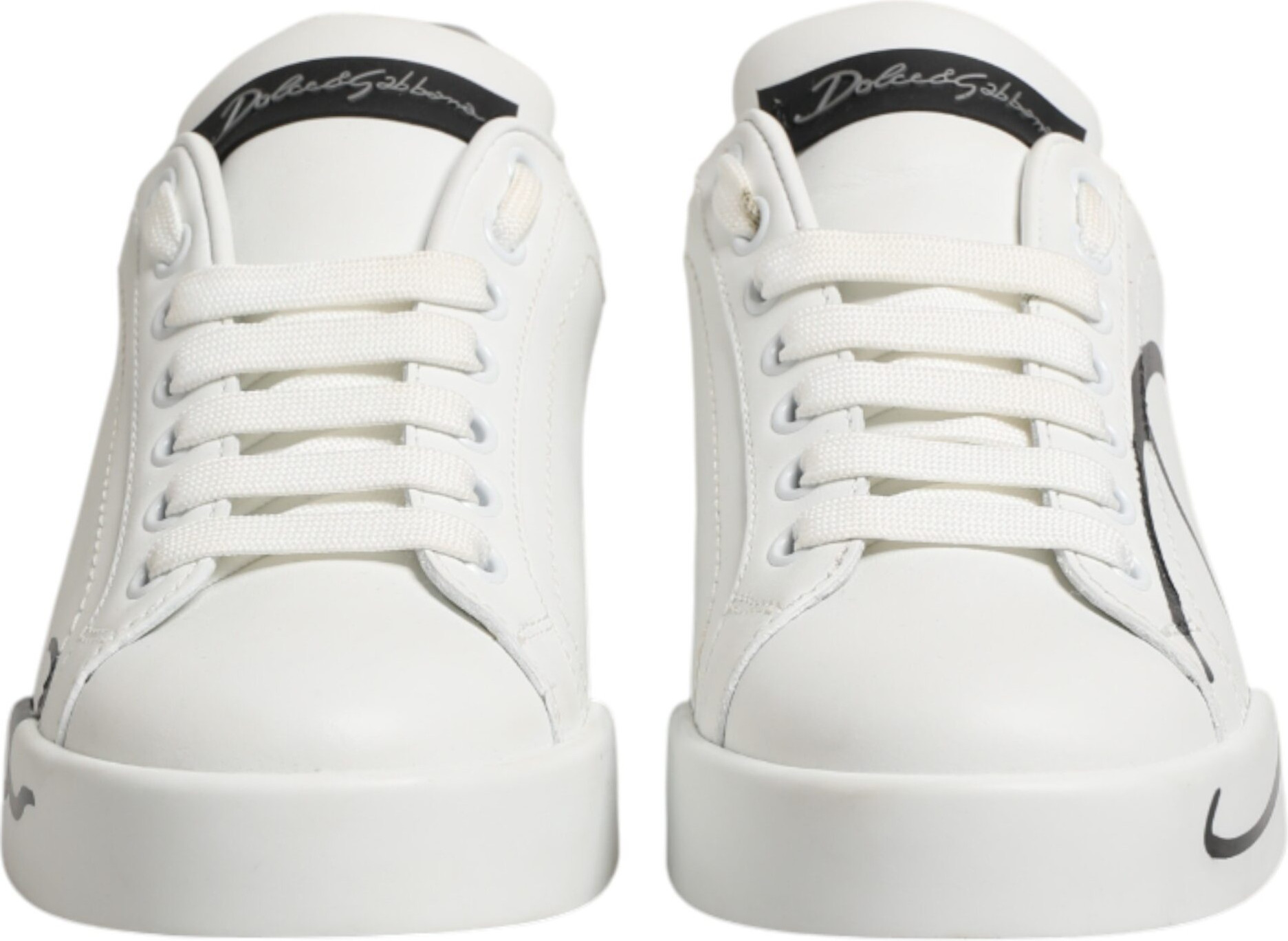 White Gray Low Top Leather Sneaker Shoes Dolce & Gabbana