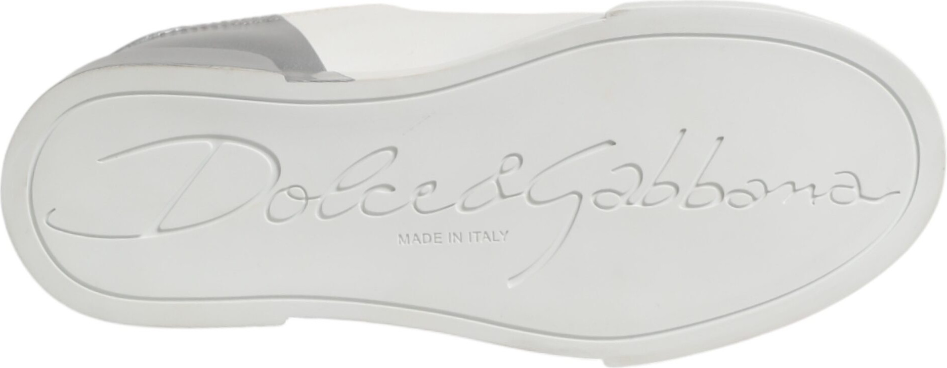 White Gray Low Top Leather Sneaker Shoes Dolce & Gabbana
