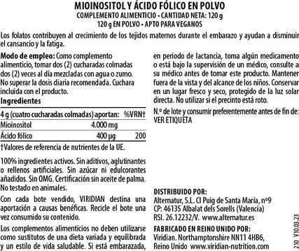 Myo-Inositol & Folic Acid Powder Viridian