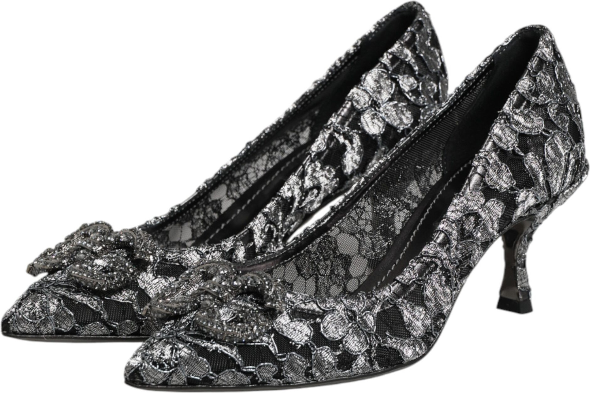 Pumps Dolce & Gabbana Silver Lace DG Amore Heels