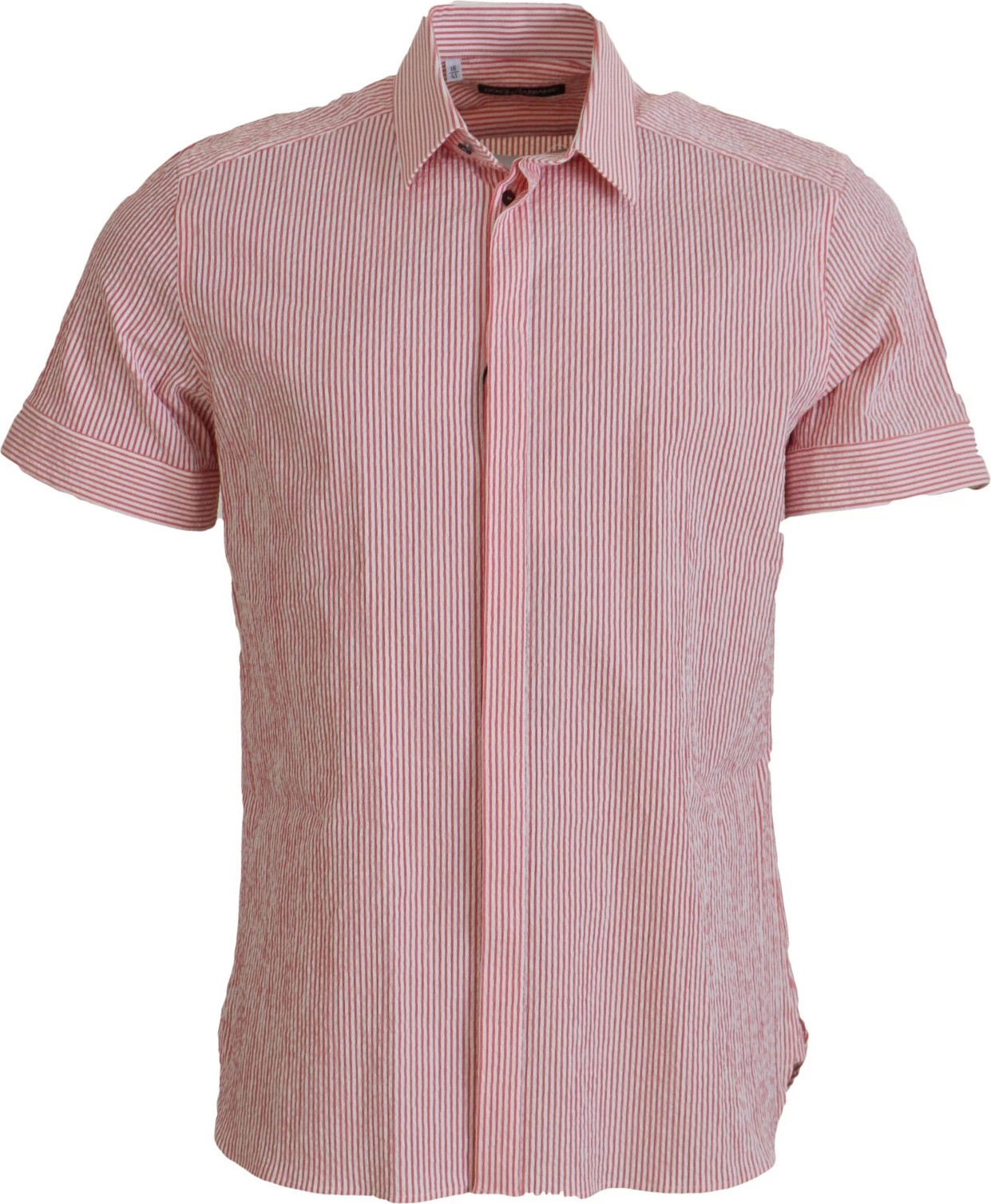 Red White Striped Cotton Short Sleeve Shirt Dolce & Gabbana