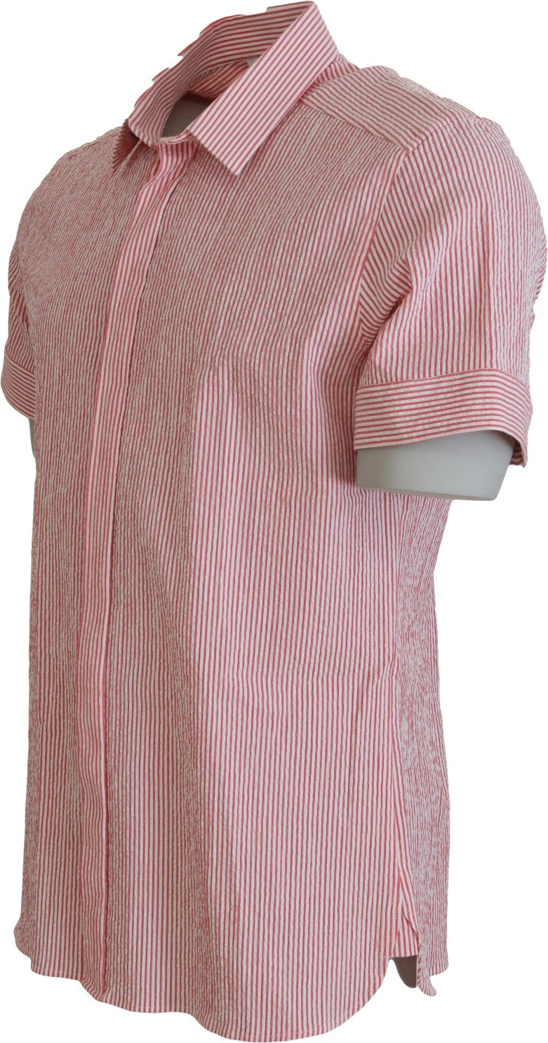 Red White Striped Cotton Short Sleeve Shirt Dolce & Gabbana