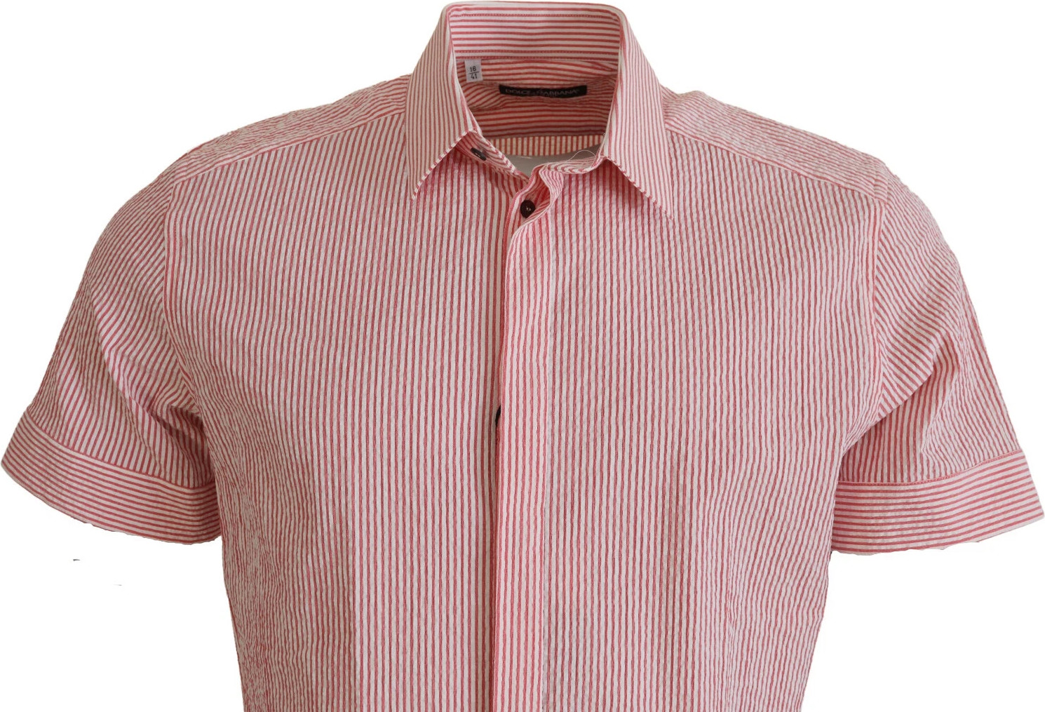 Red White Striped Cotton Short Sleeve Shirt Dolce & Gabbana