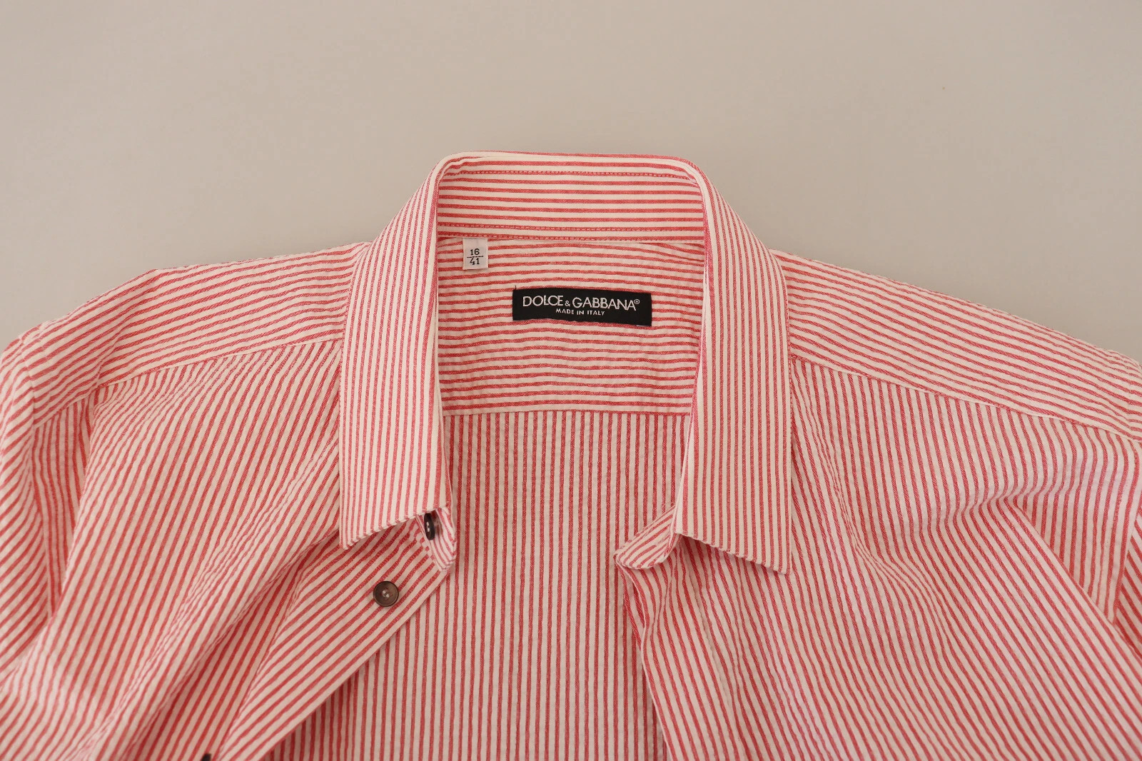 Red White Striped Cotton Short Sleeve Shirt Dolce & Gabbana
