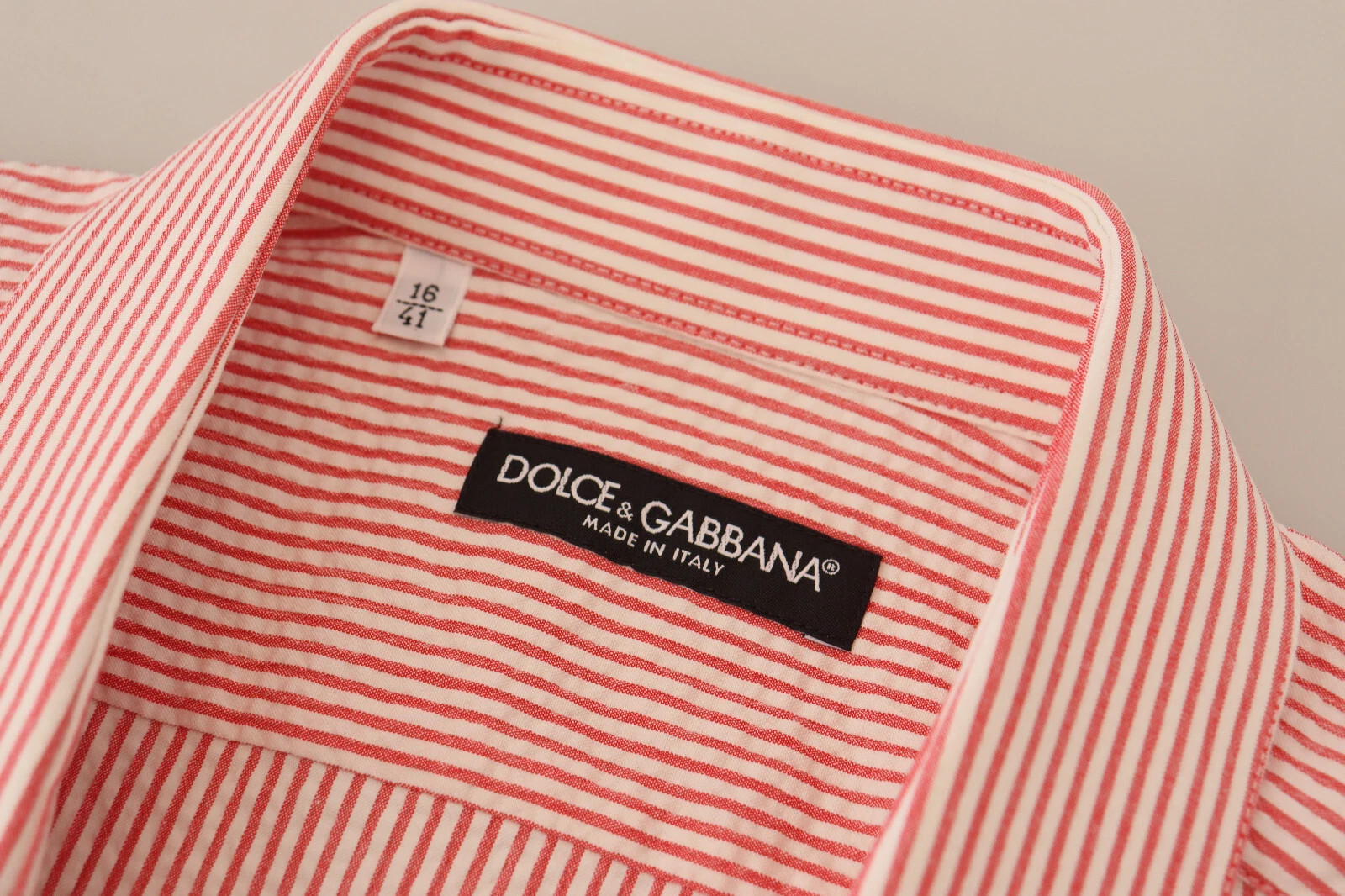 Red White Striped Cotton Short Sleeve Shirt Dolce & Gabbana
