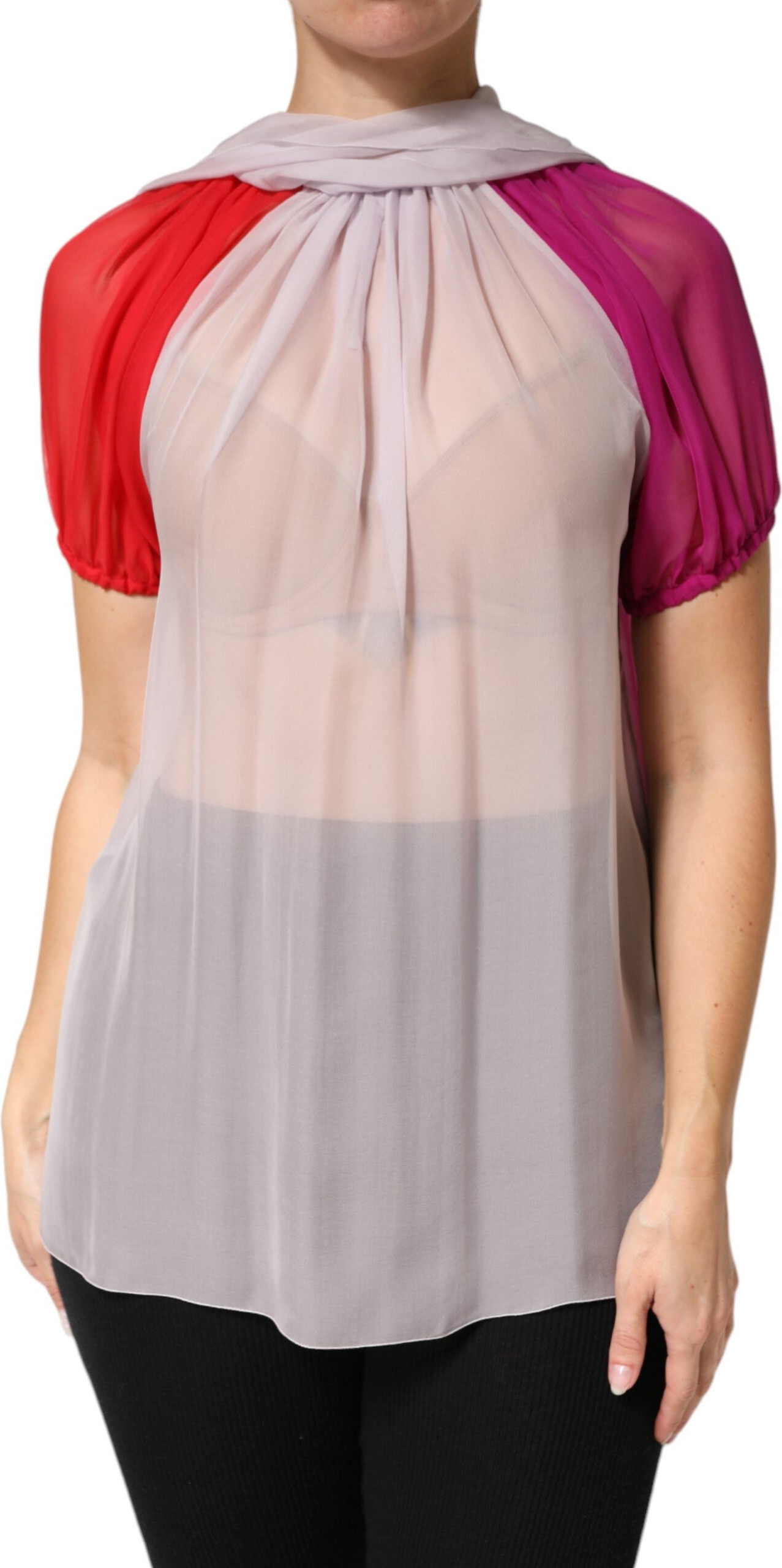 Short Sleeves Silk Blouse Top Dolce & Gabbana