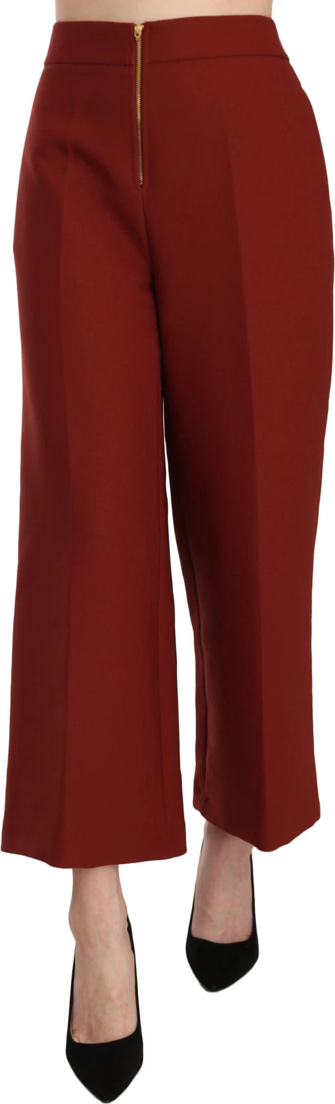 Rote High Waist Cropped Schlaghose "Formal Trouser Pants" von Pucca