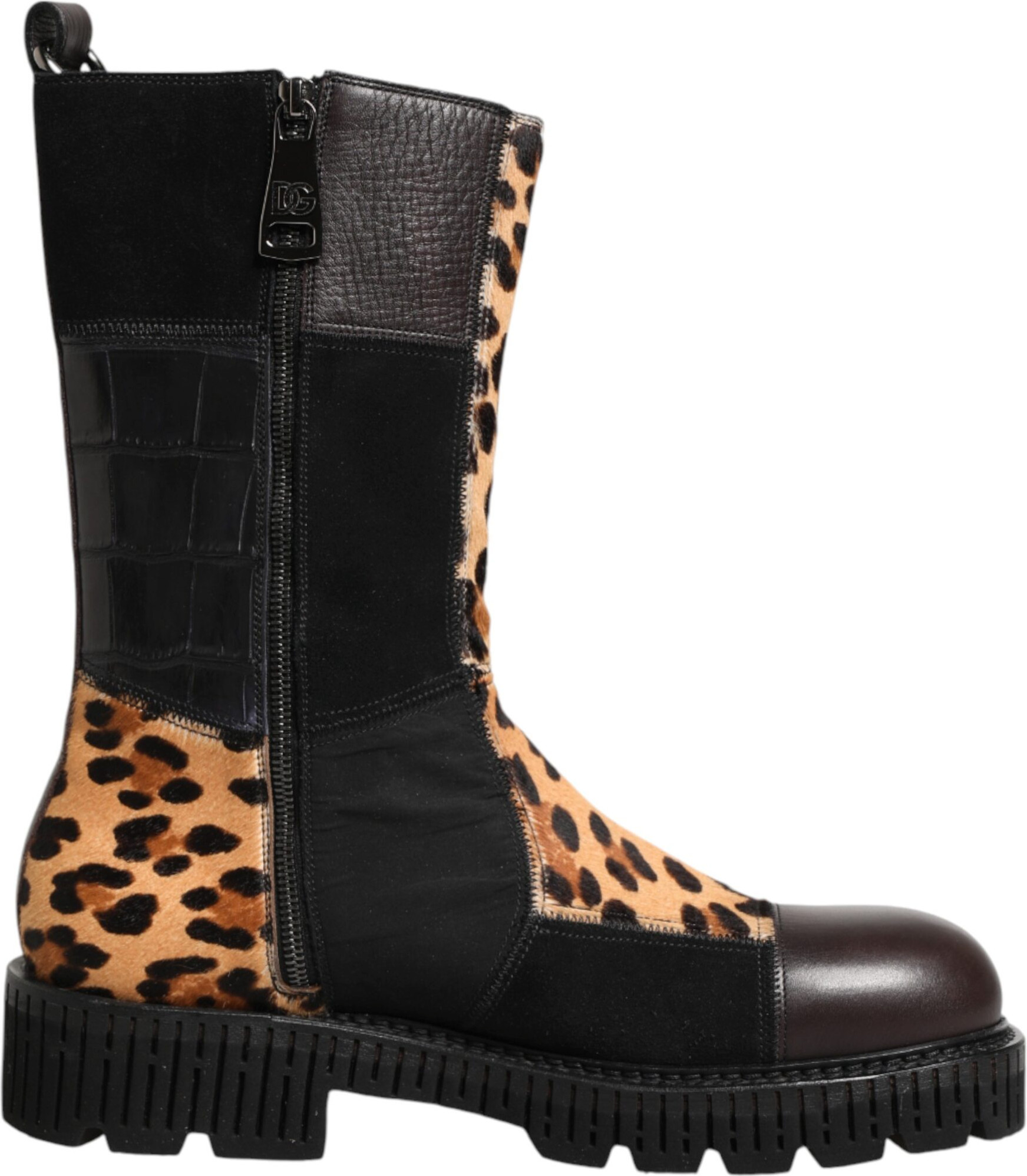 Multicolor Leopard Mid Calf Boots Shoes Dolce & Gabbana